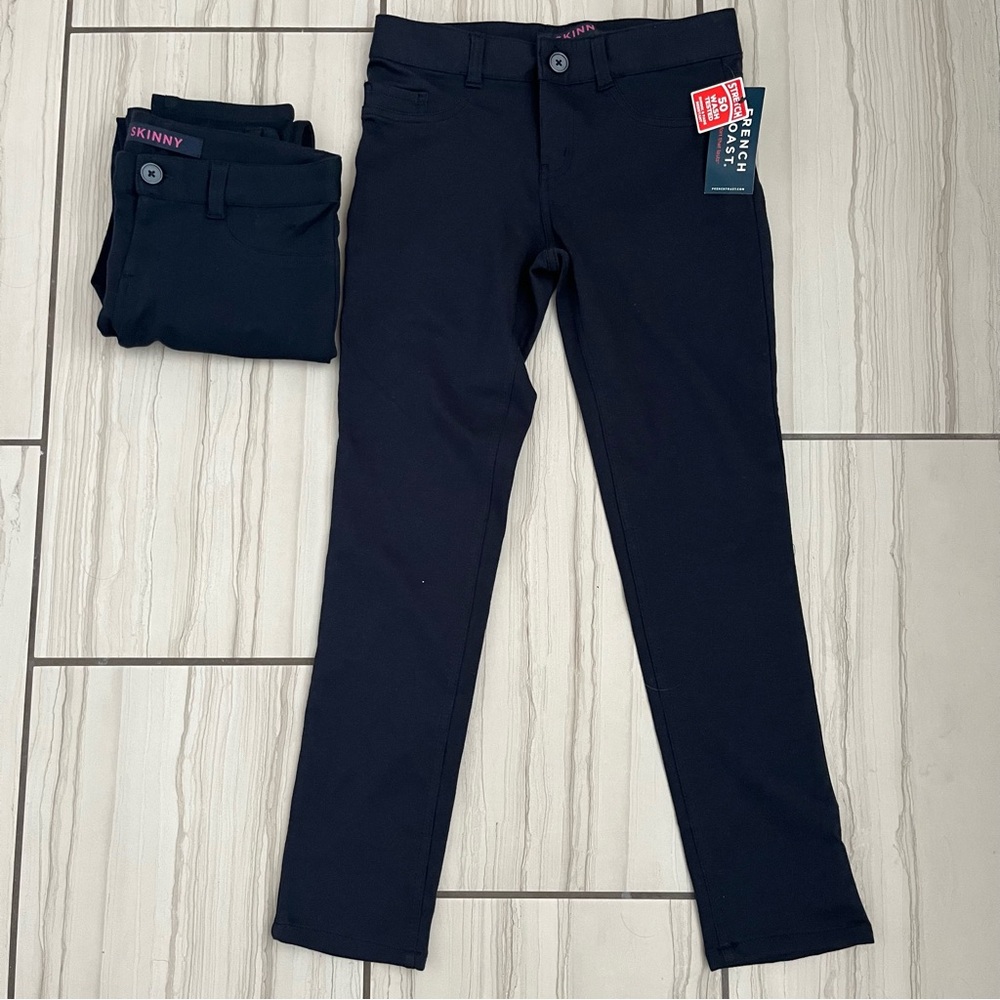 Bundle of two French Toast girls navy blue ponte uniform pants, new with tags